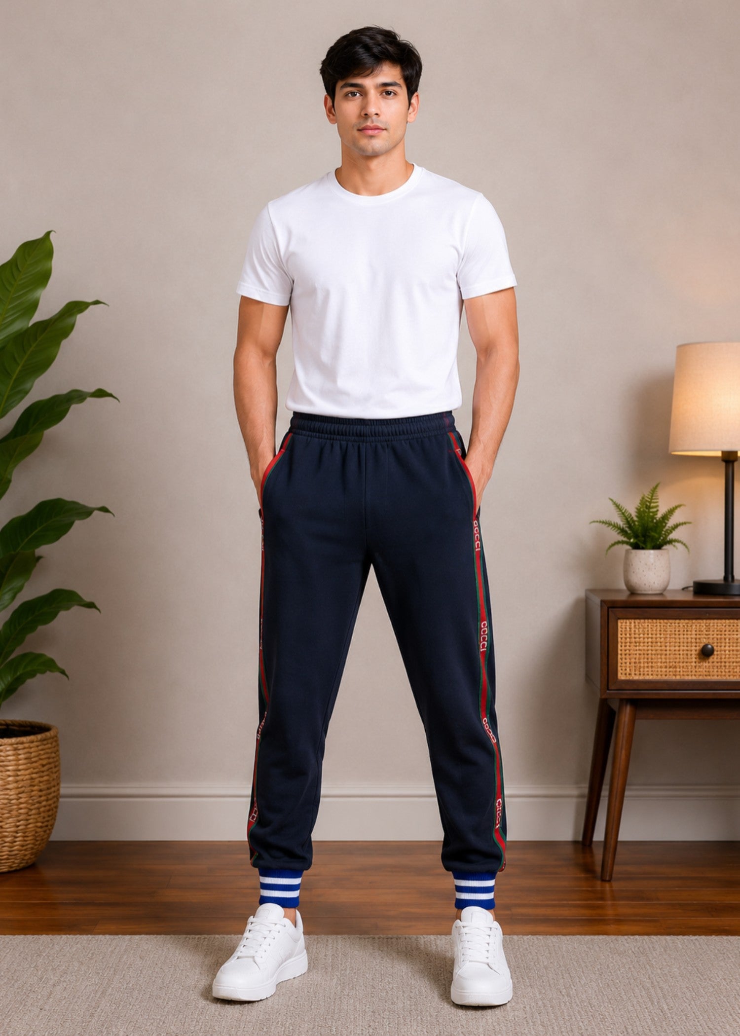 cotton Trousers in Dark blue