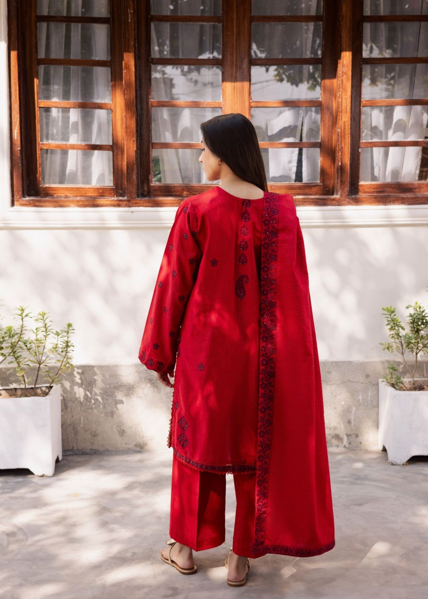 karandi Kurta Set in Red