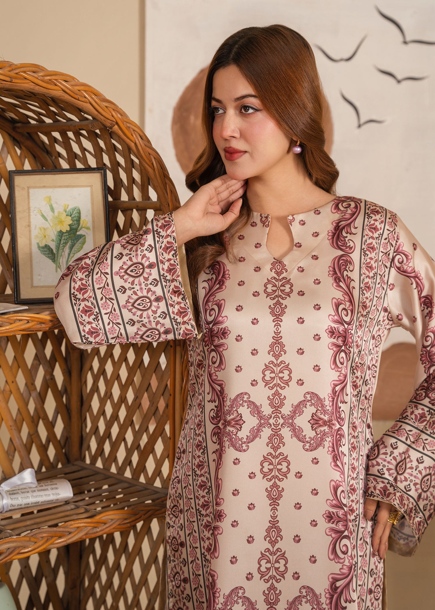 silk Kurti in Beige