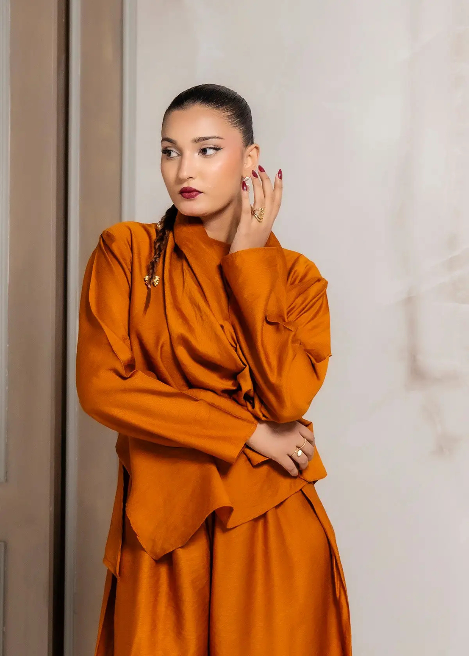 irish linen Co Ord Sets in Rust orange