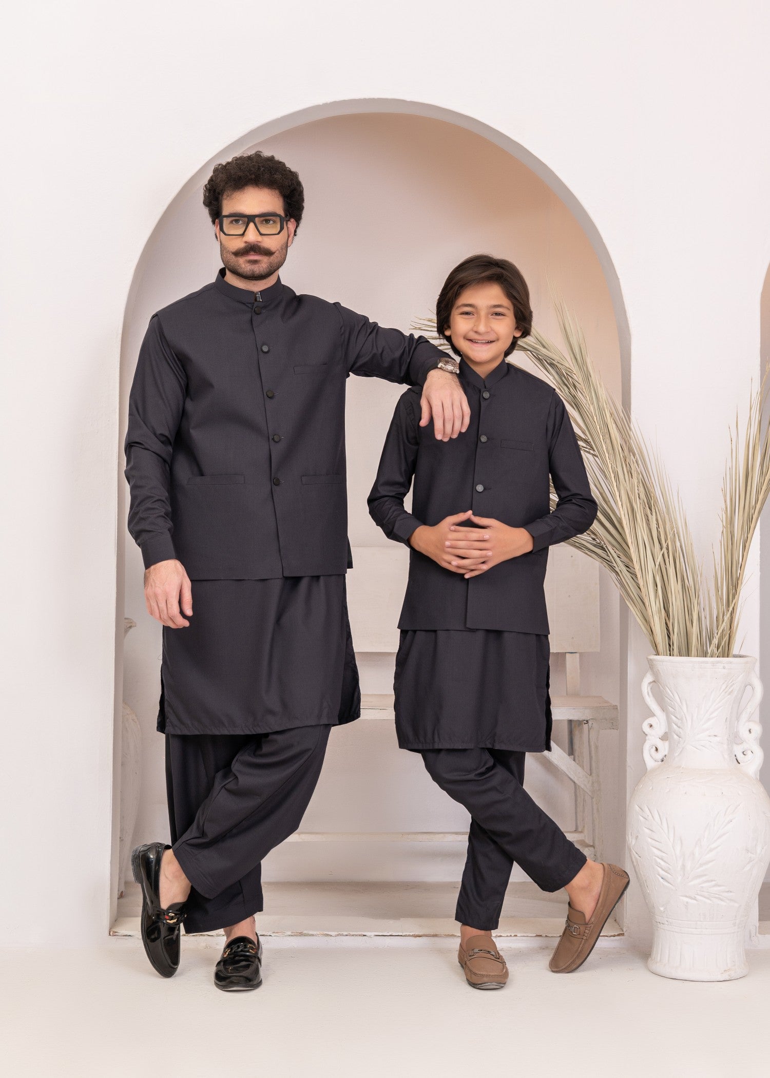 jamawar Waistcoat in Obsidian