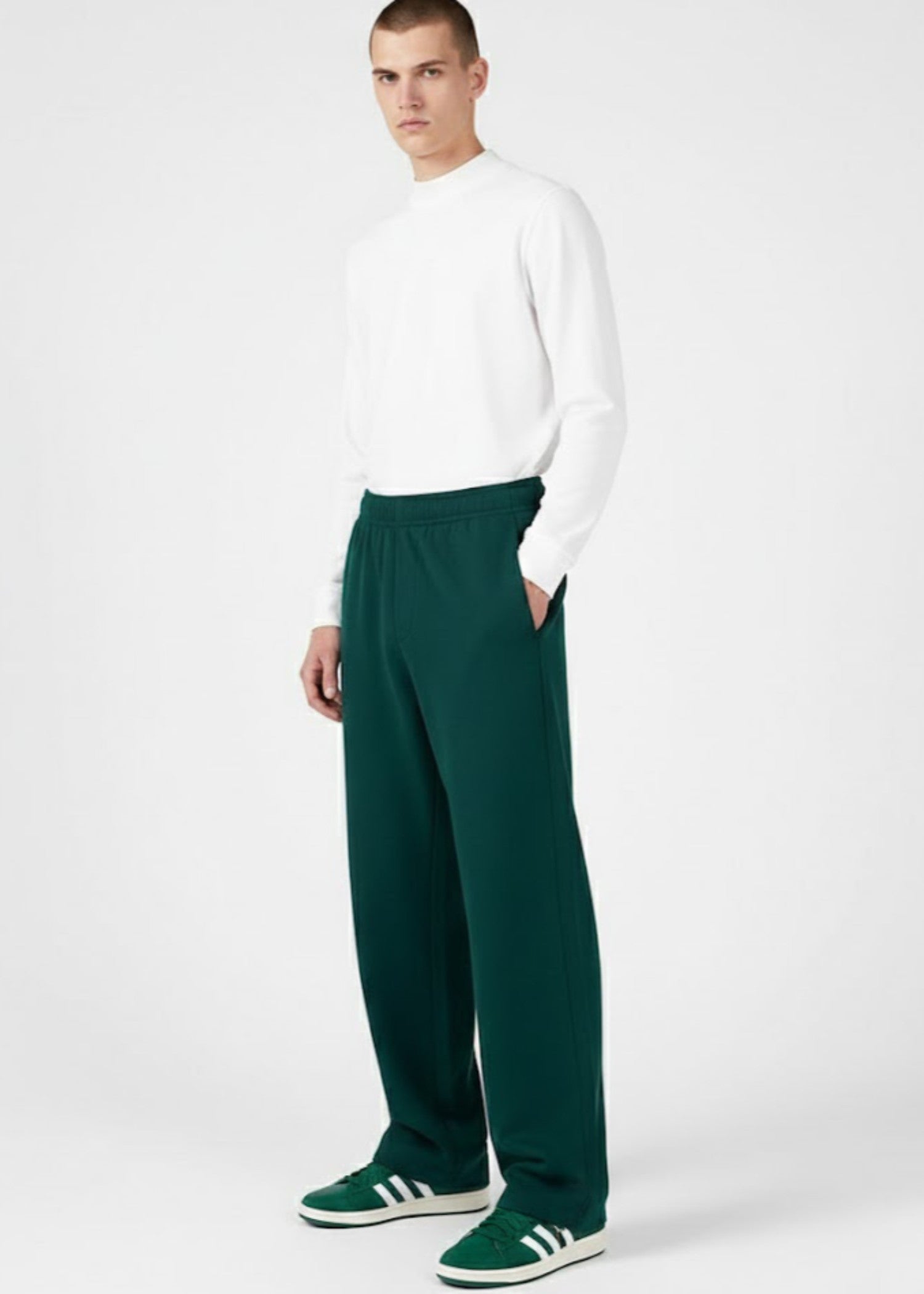 cotton Trousers in Pine green