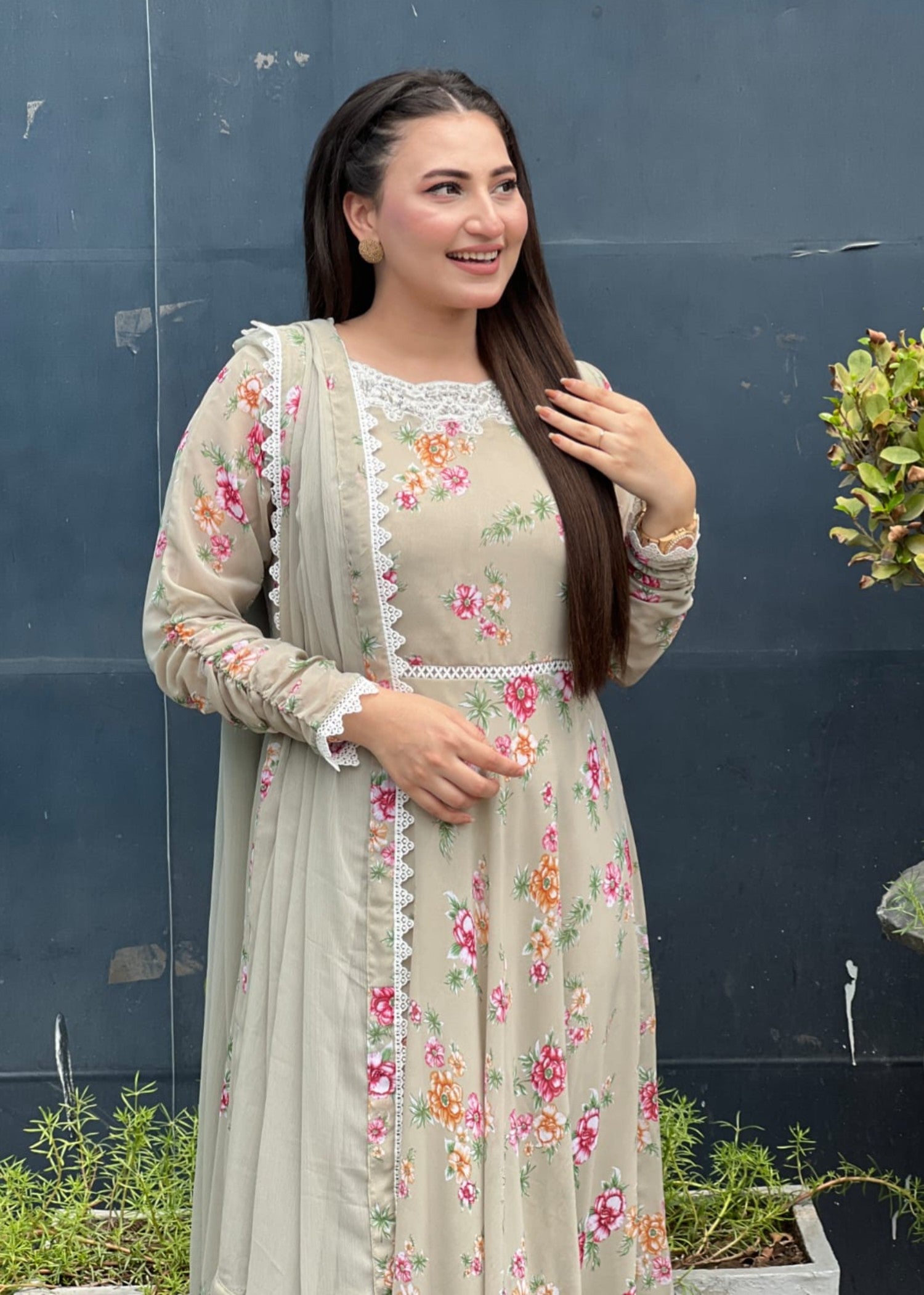 chiffon Maxi in Beige