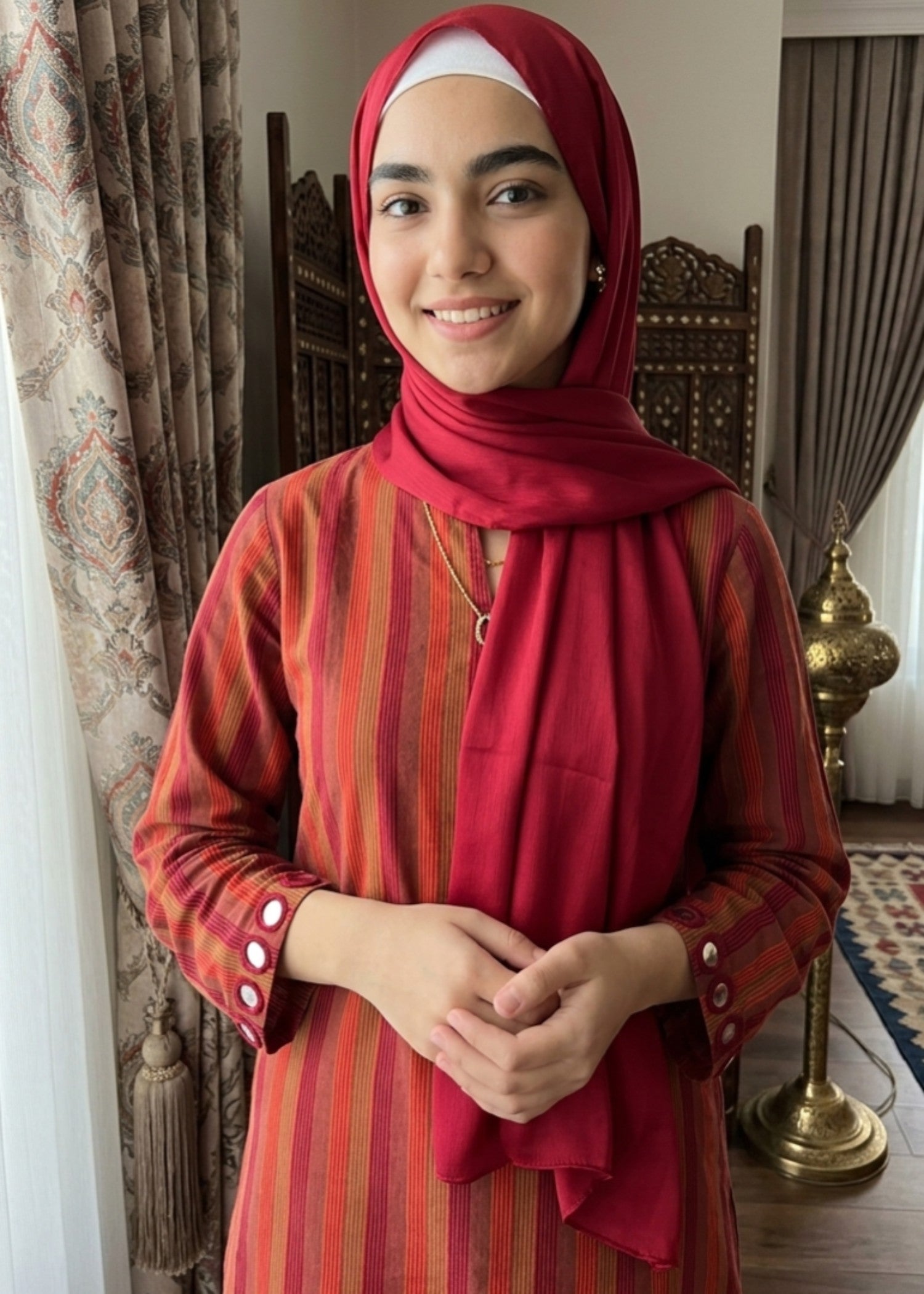 silk Hijab in Ruby red