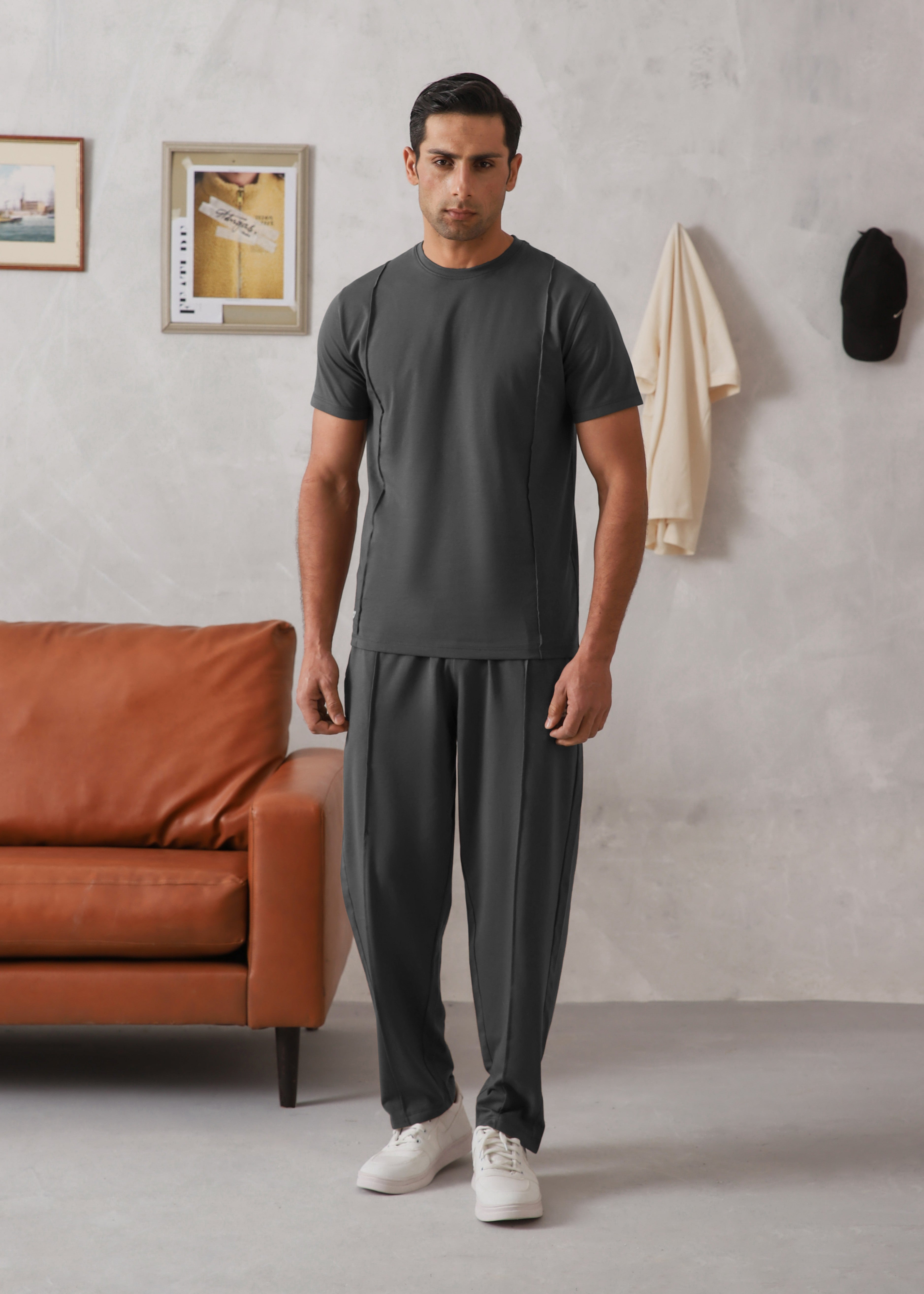 cotton Tracksuit in Dark grey
