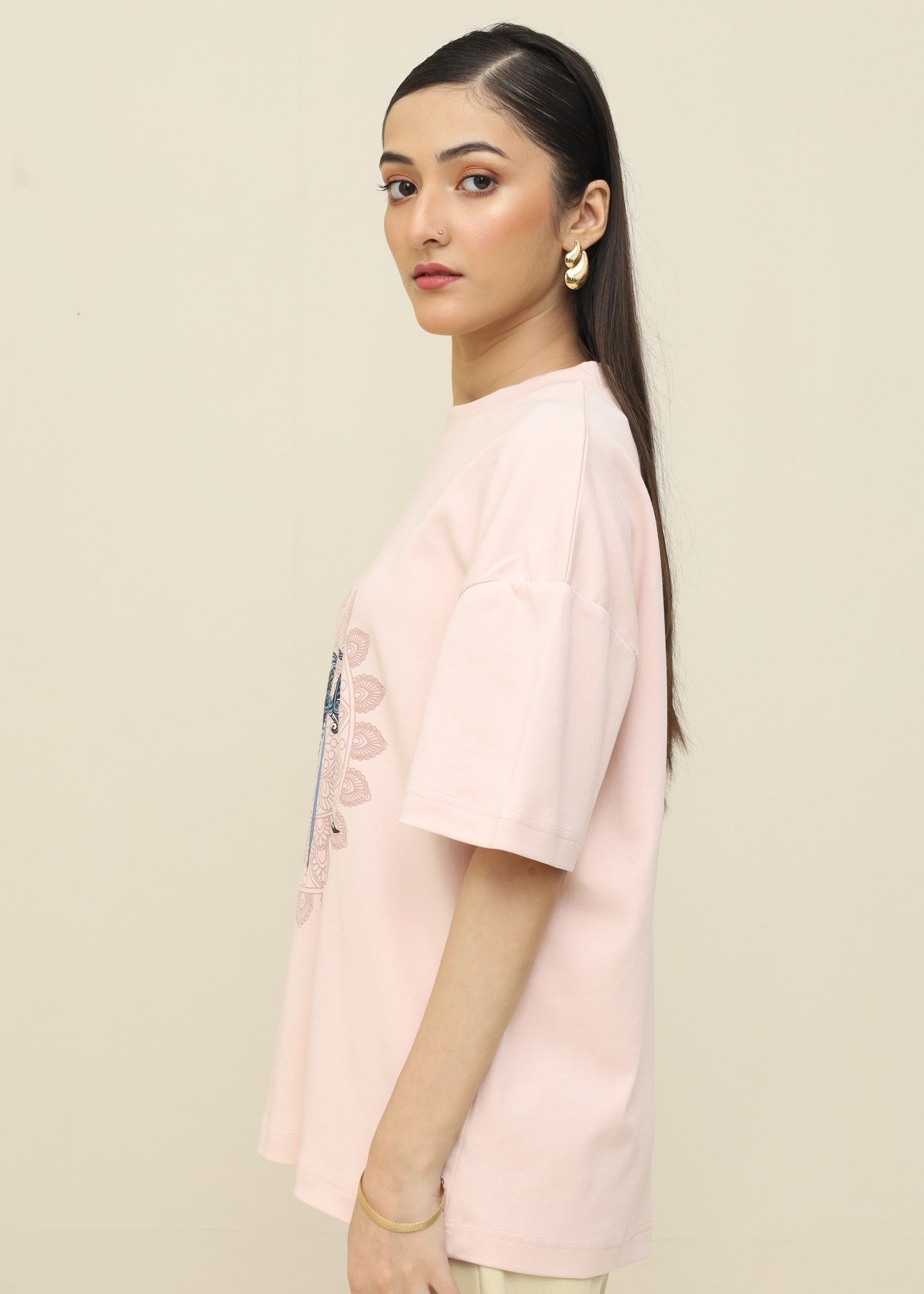 interlock knit T Shirt in Baby pink