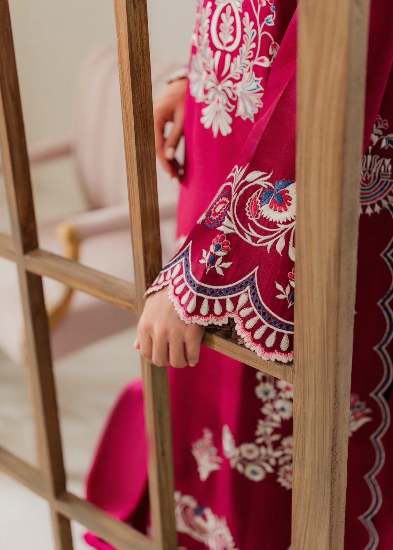 linen Kurta Set in Burgundy