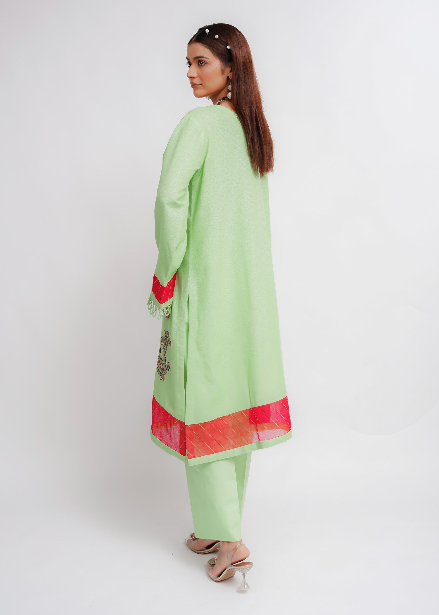 cotton Kurta Set in Apple green