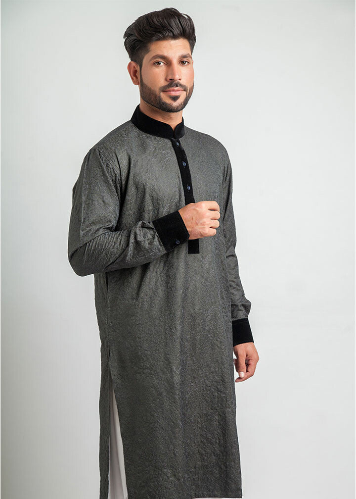 viscose Kurta in Slate grey