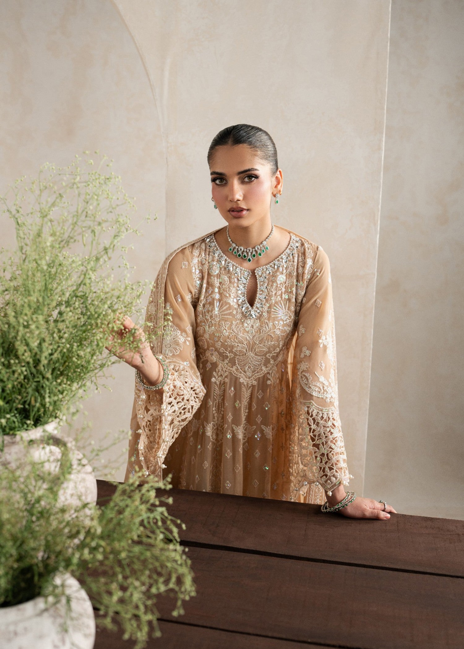 chiffon Pishwas in Champagne