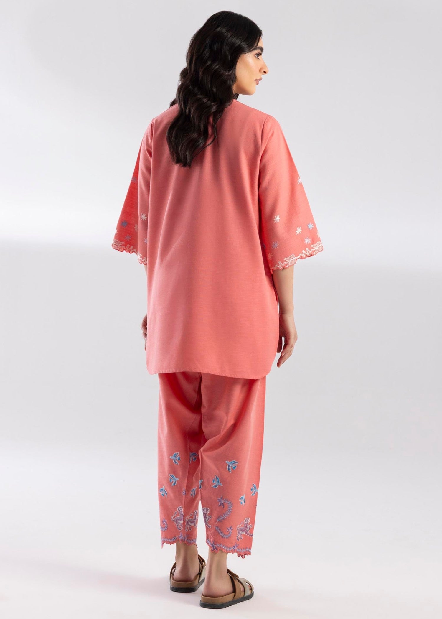 khaddar Co Ord Sets in Coral pink