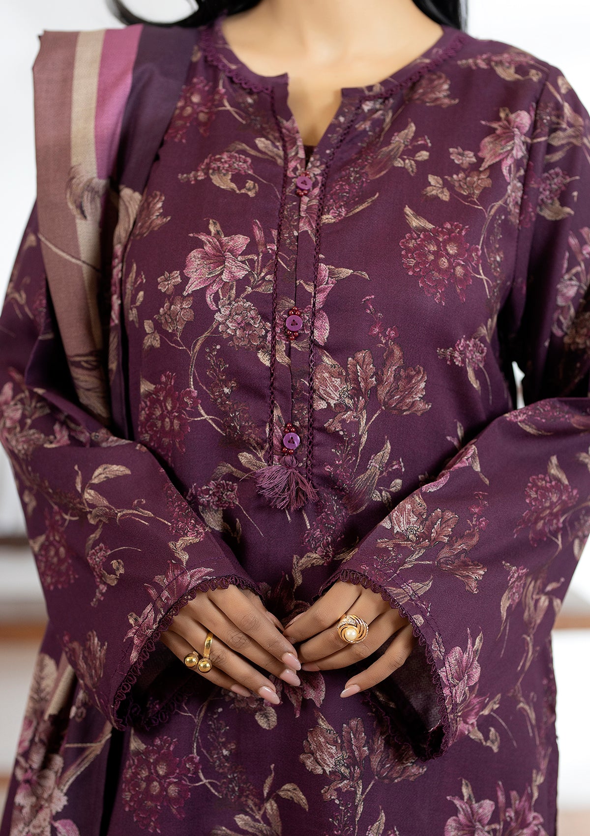 dhanak Kurta Set in Wine red