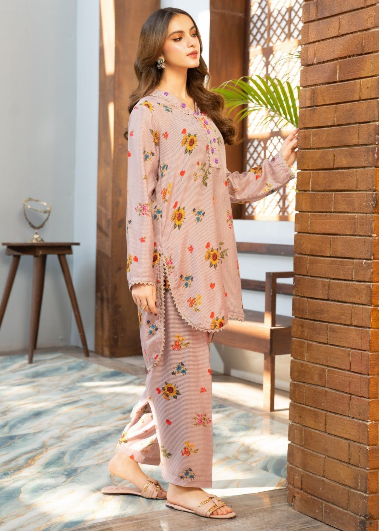 lawn Co Ord Sets in Mauve pink