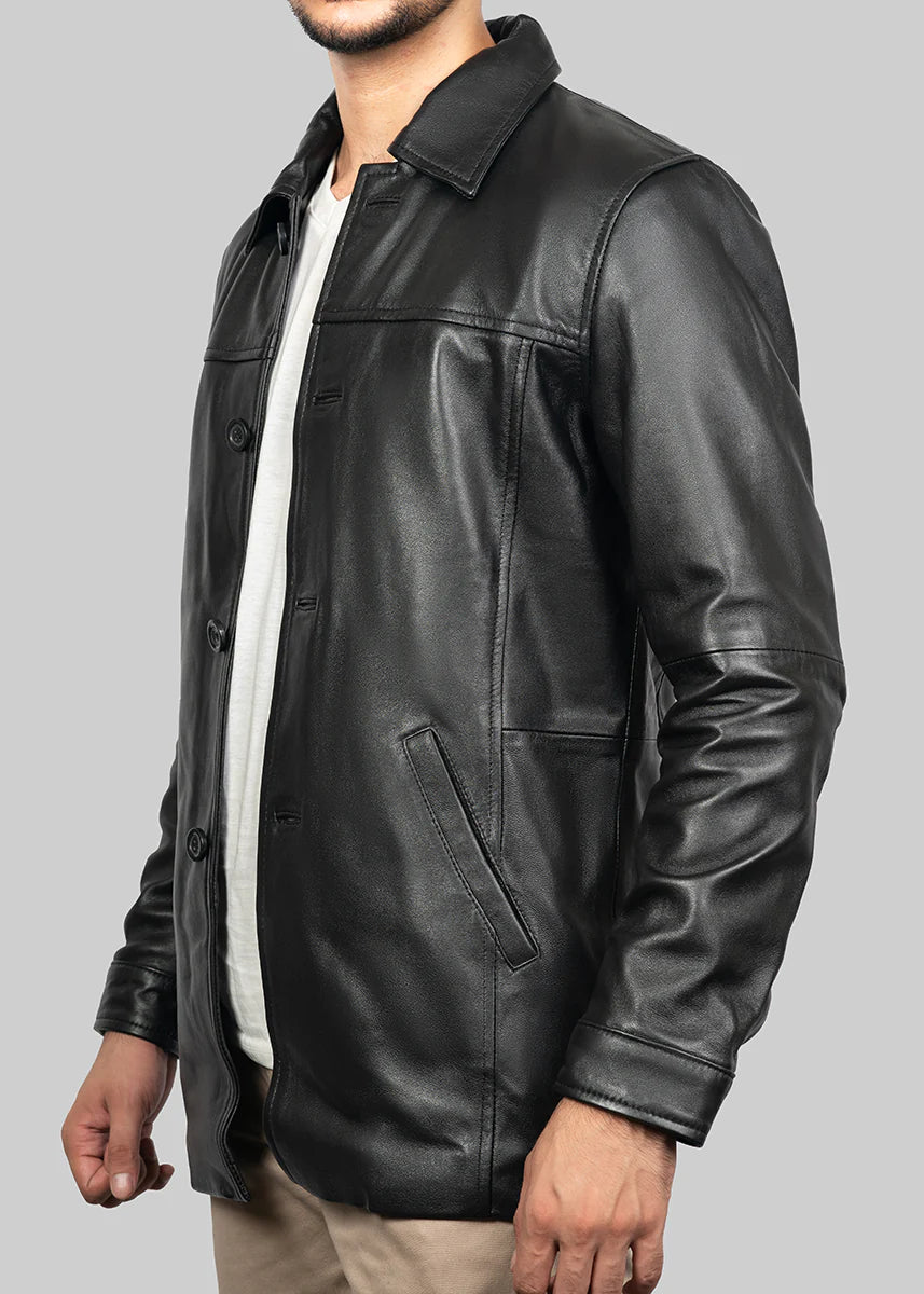 leather Coat in Black
