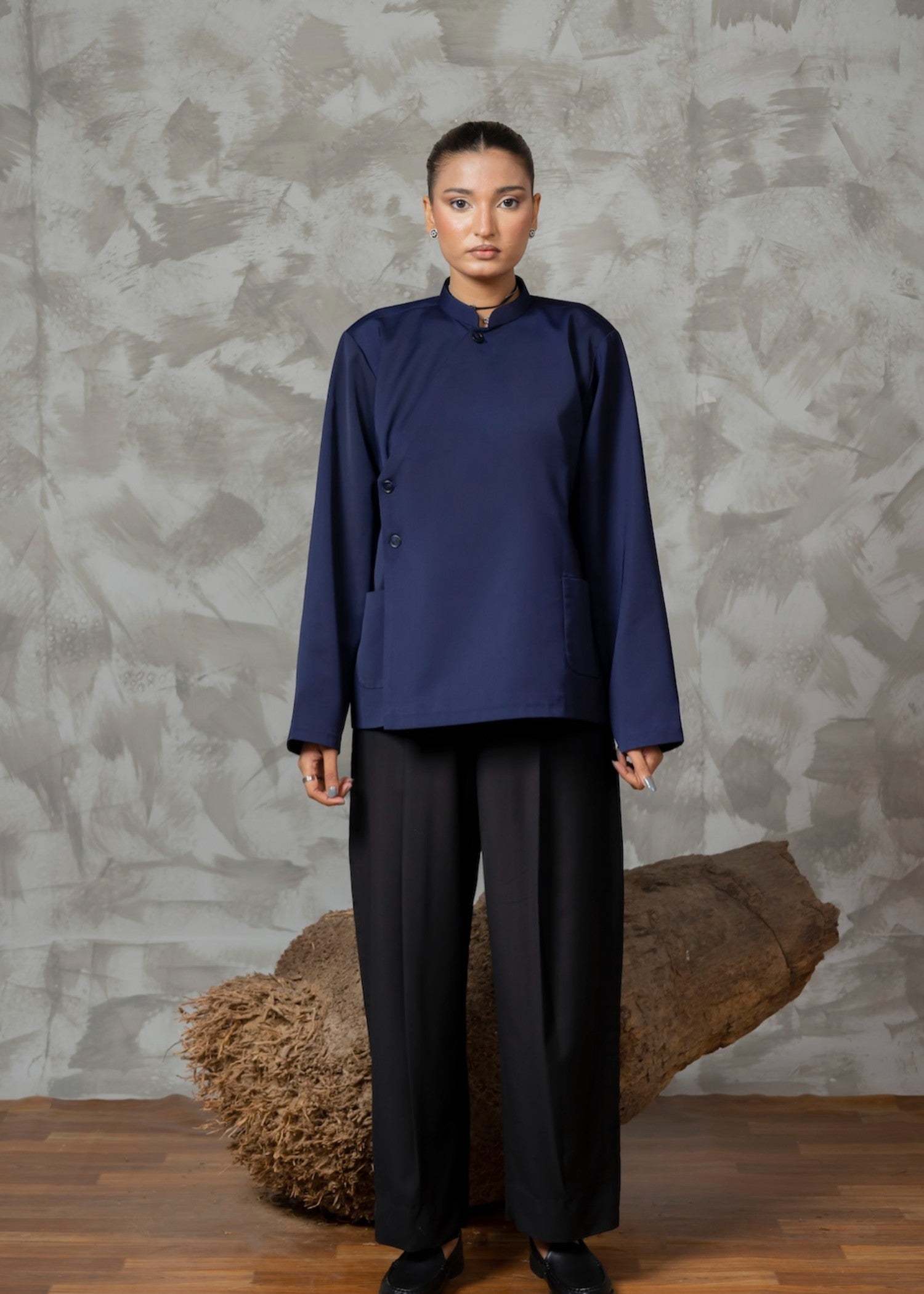 twill cotton Top in Navy blue