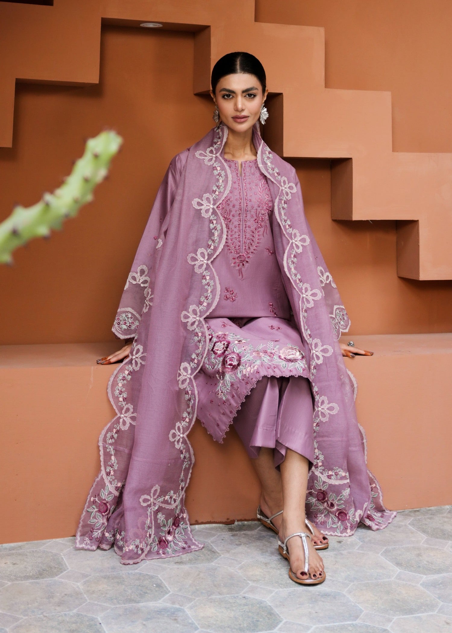 lawn Unstitched in Lavender pink