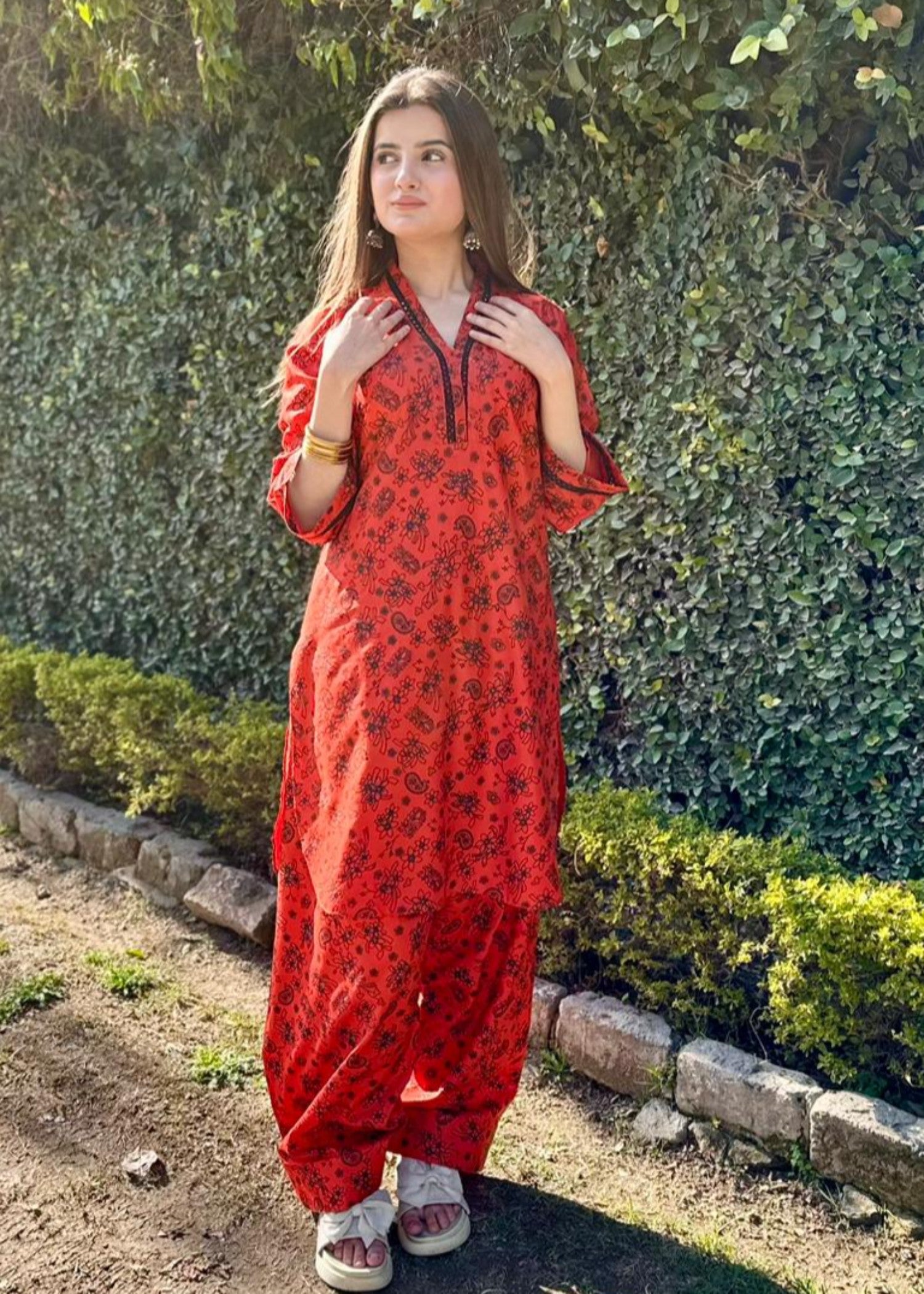 arabic lawn Co Ord Sets in Rust orange