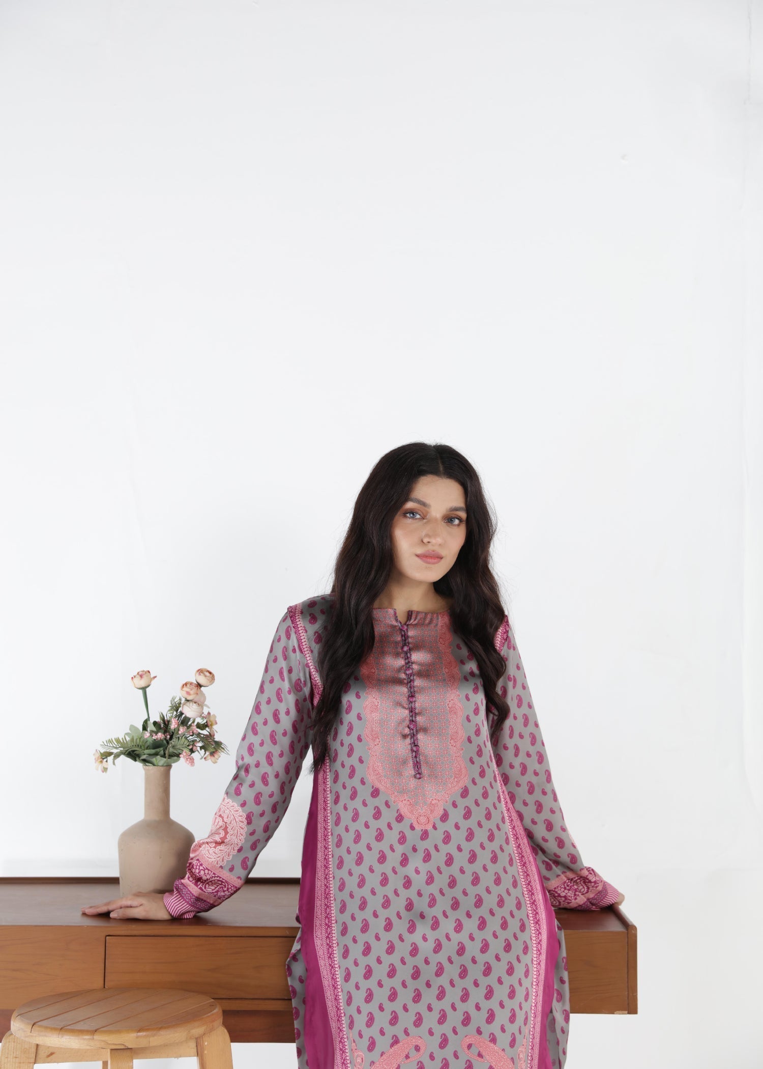 satin silk Kurti in Multi