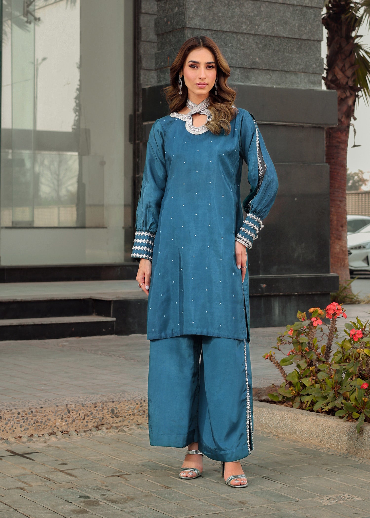 silk Kurta Set in Royal blue