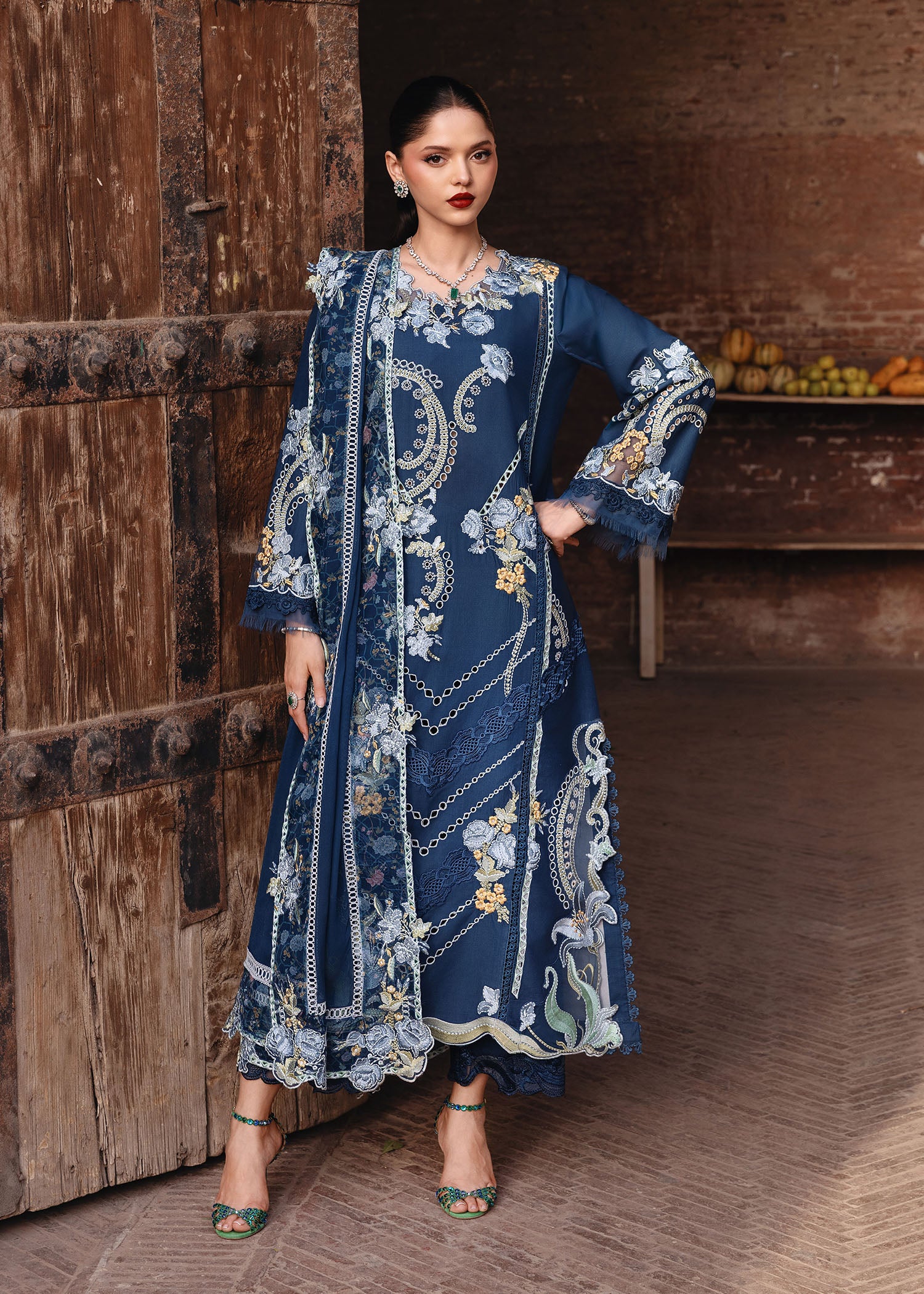 lawn Kurta Set in Blue