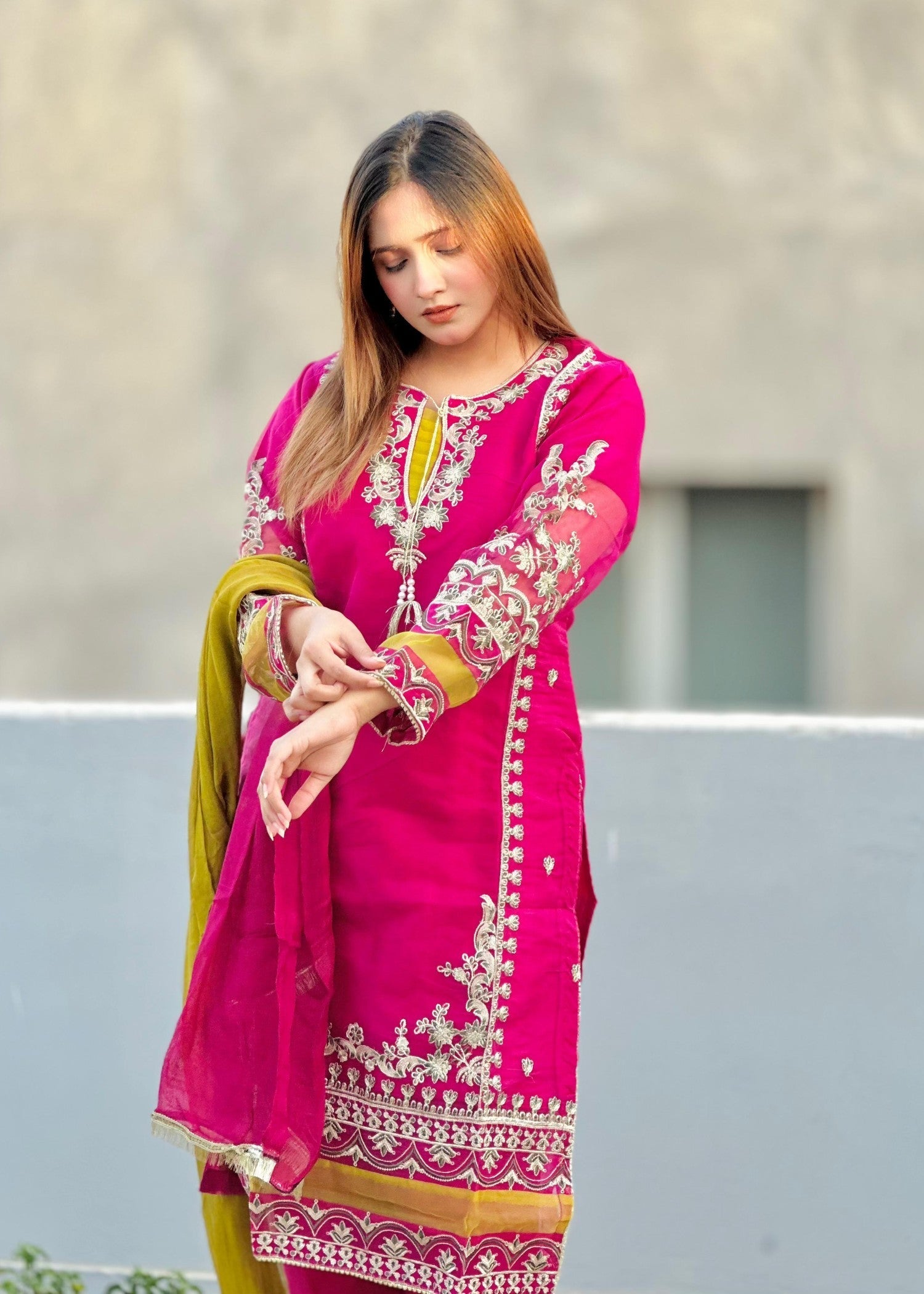organza Kurta Set in Byzantium