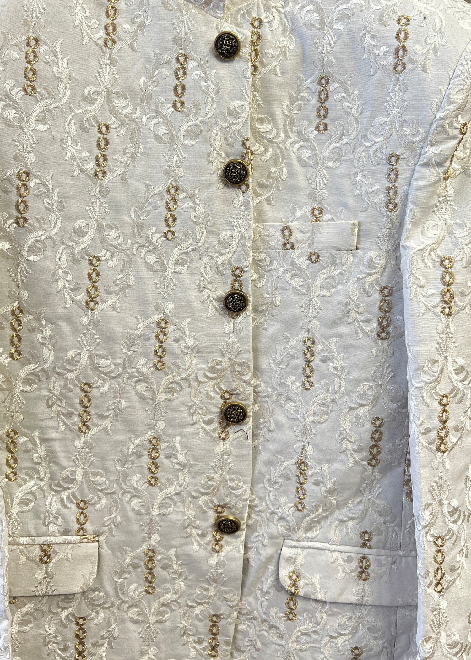 silk Prince Coat in White, gold
