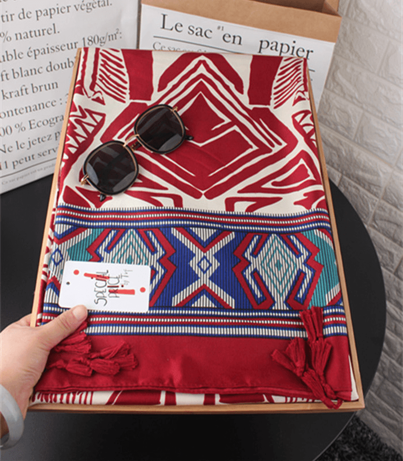 Turkey Desert Vacation Fringed Ethnic Style Cotton and Linen Scarf Ladies Travel