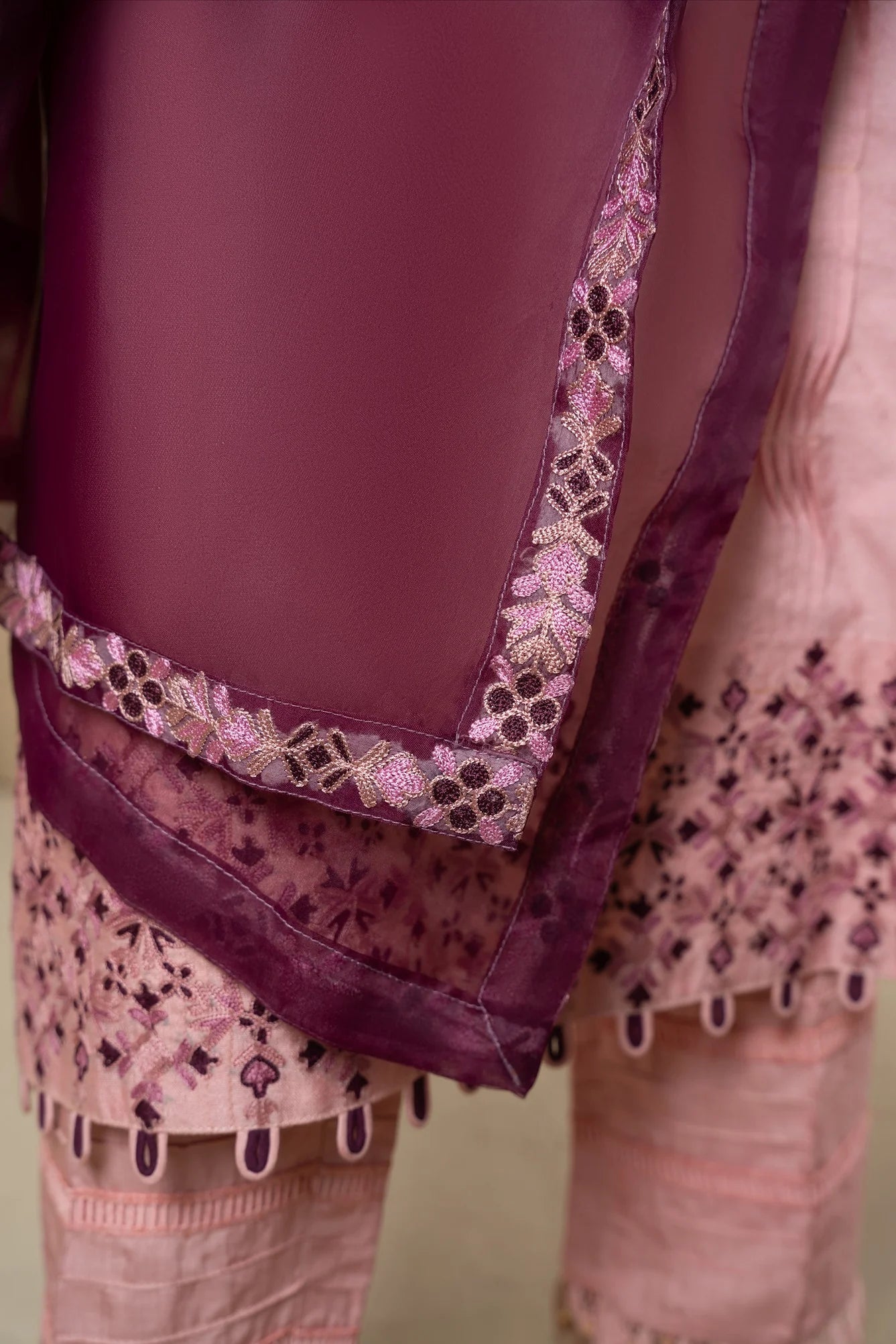 silk cotton net Kurta Set in Pink