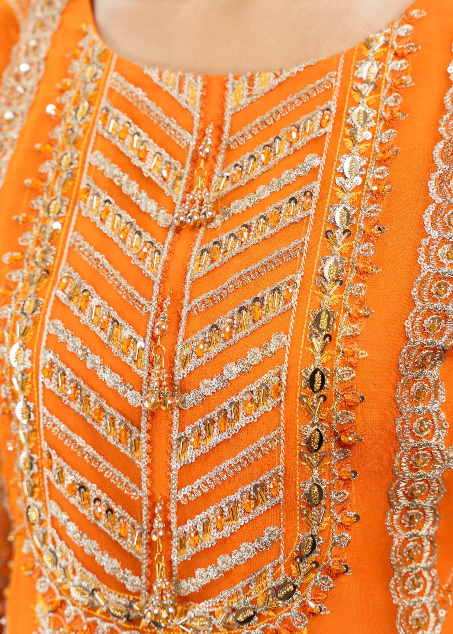 organza Gharara in Orange