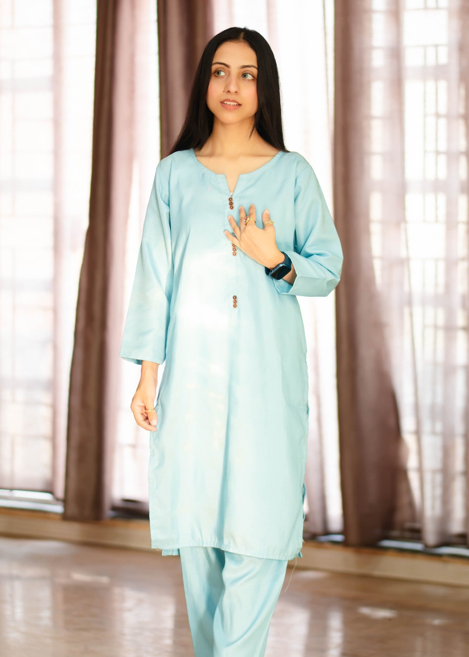 viscose raw silk Co Ord Sets in Ice blue