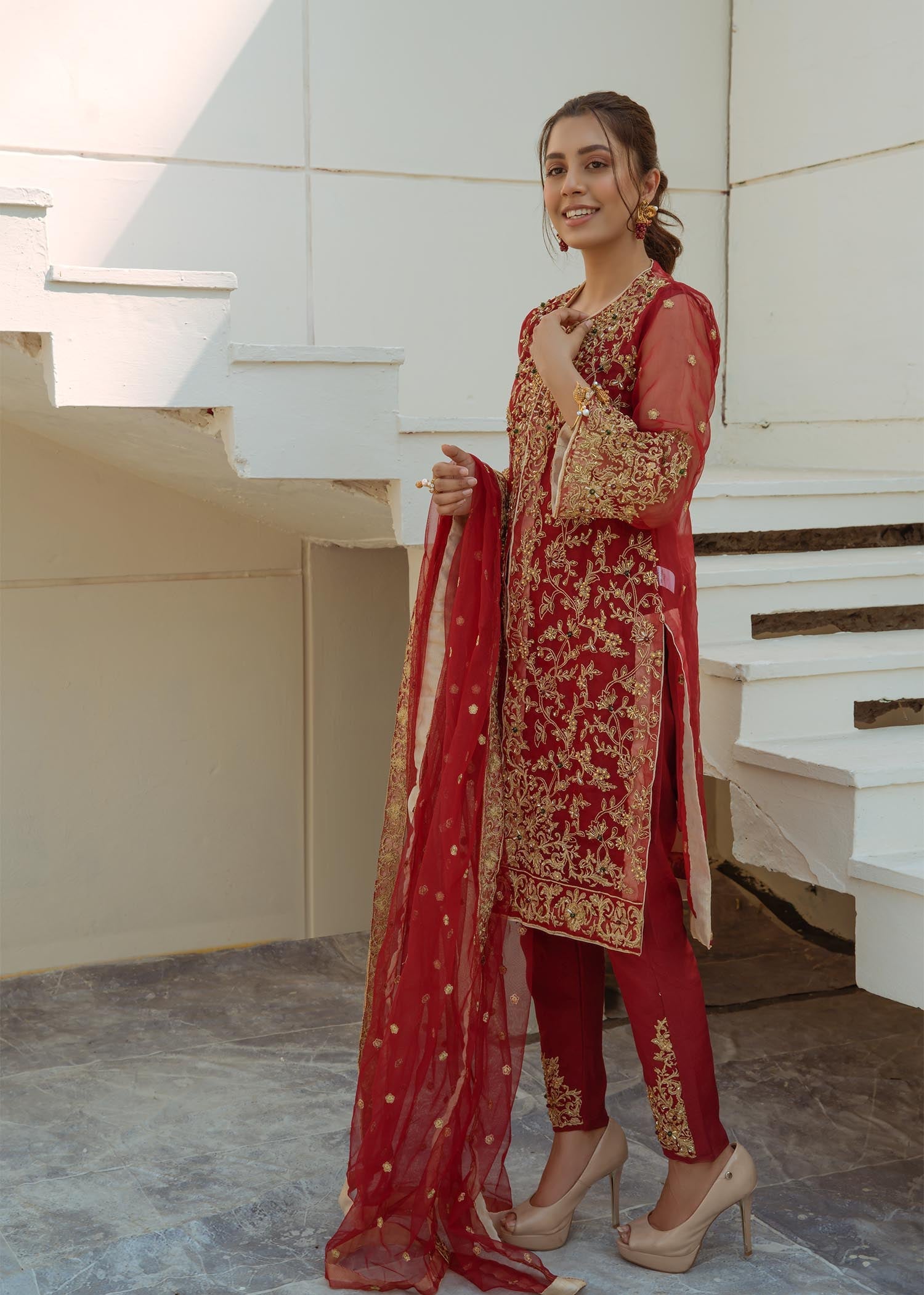 organza Gown in Red