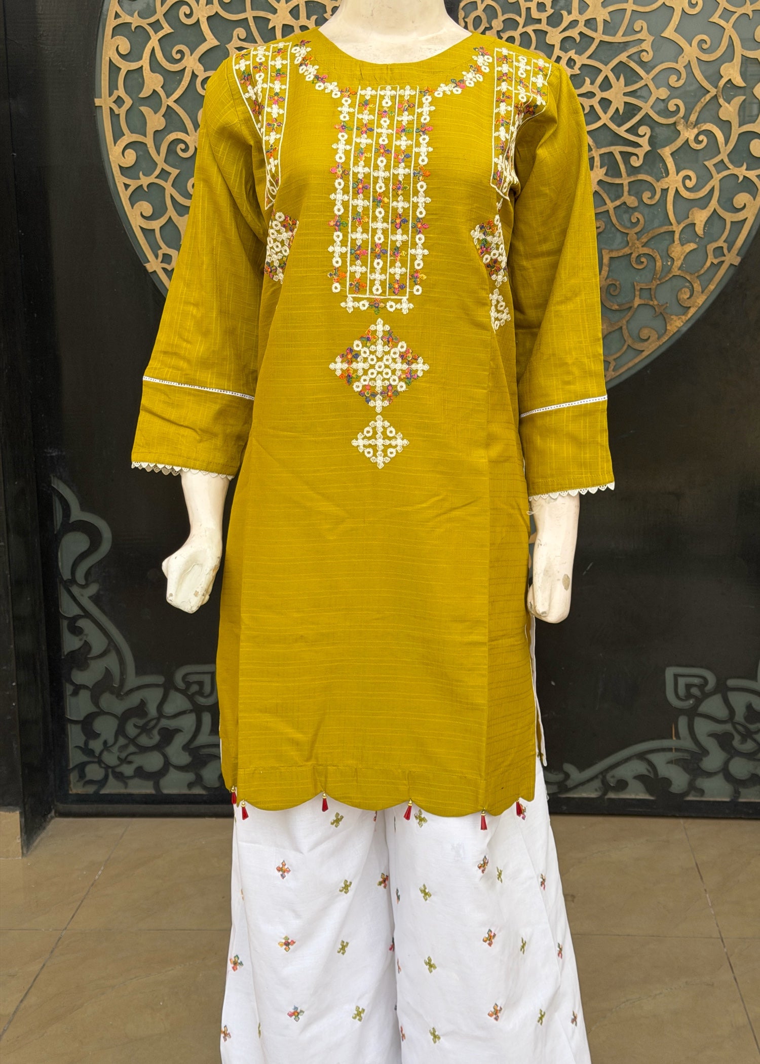 cotton Kurta Set in Mustard
