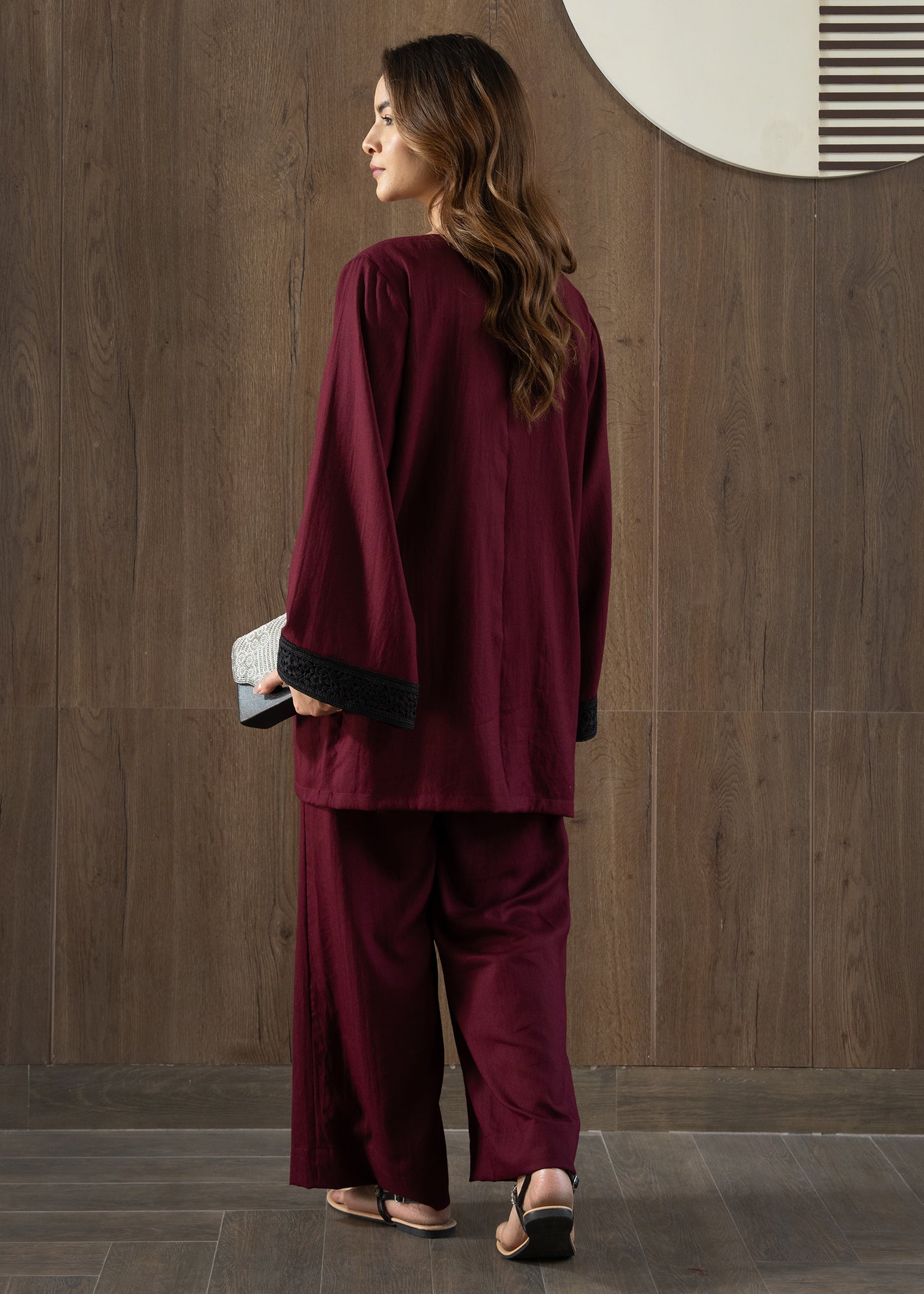cotton karandi Co ord Sets in Burgundy