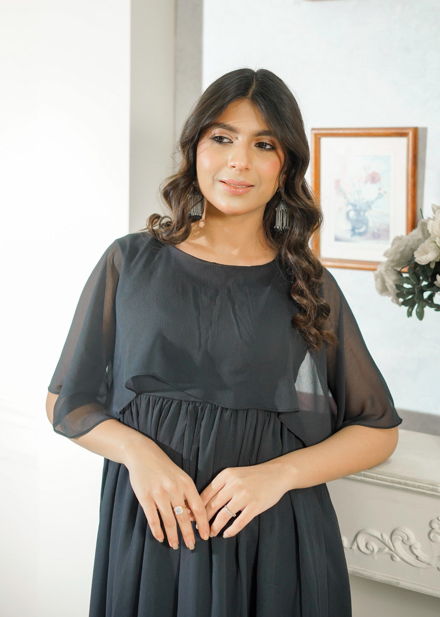 chiffon Dress in Dark green