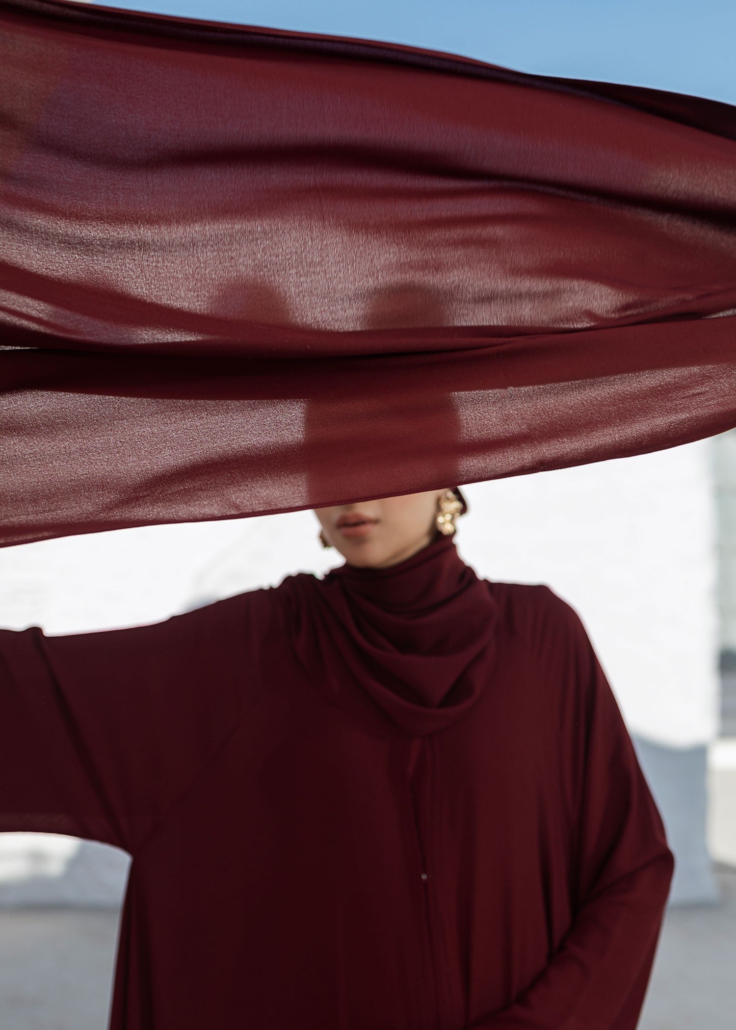 chiffon Abaya in Maroon
