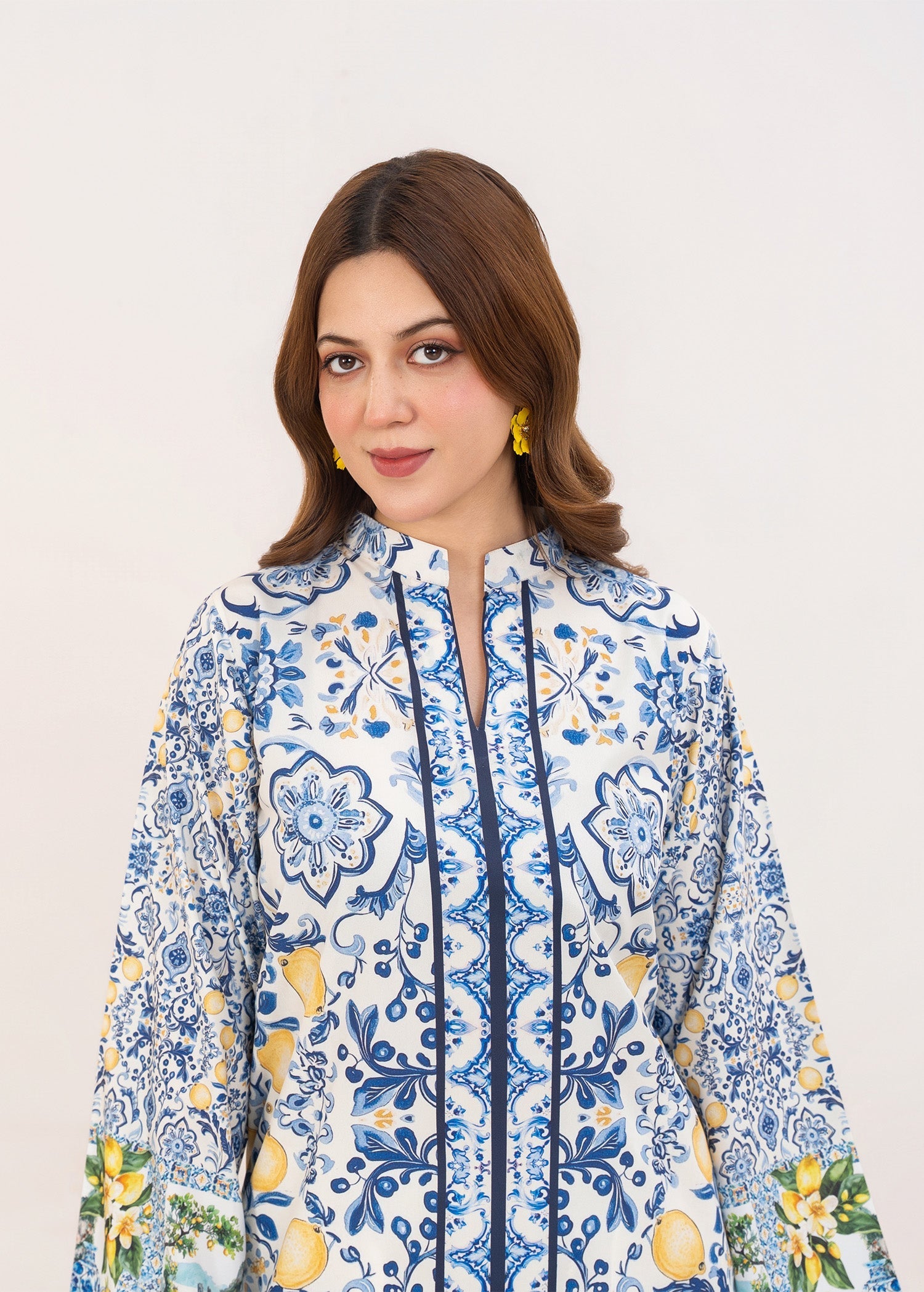 poly lawn Kurta Set in Ice blue