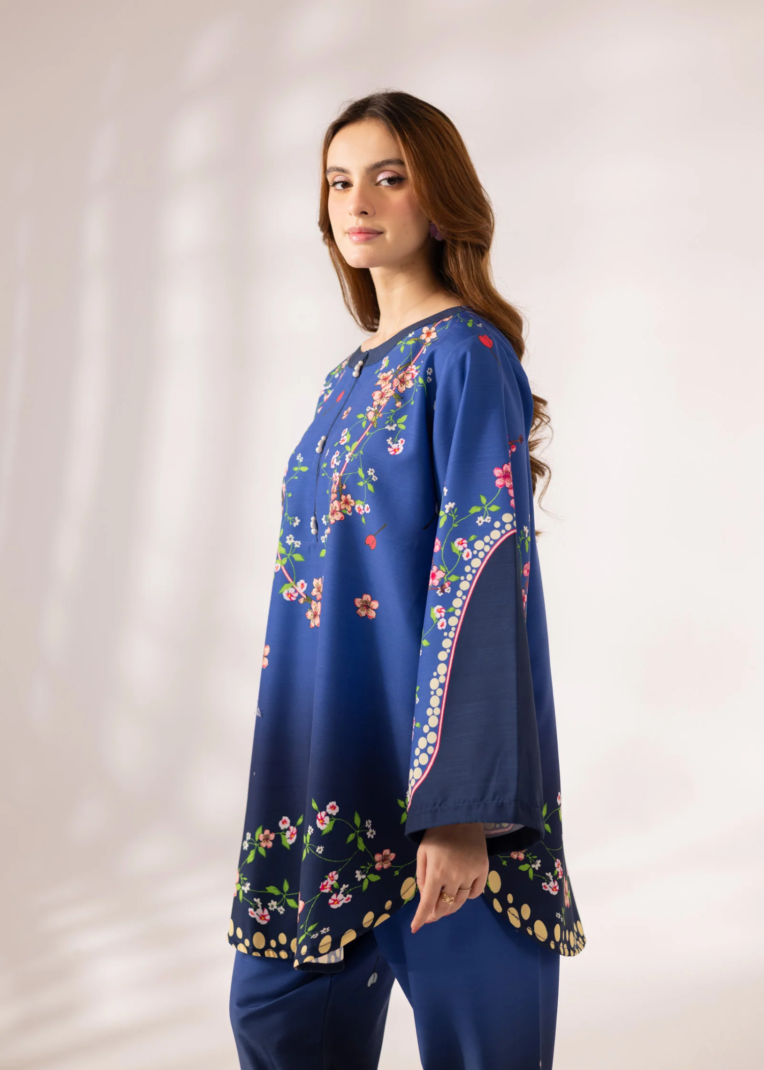 blended khaddar Kurta Set in Navy blue, midnight blue