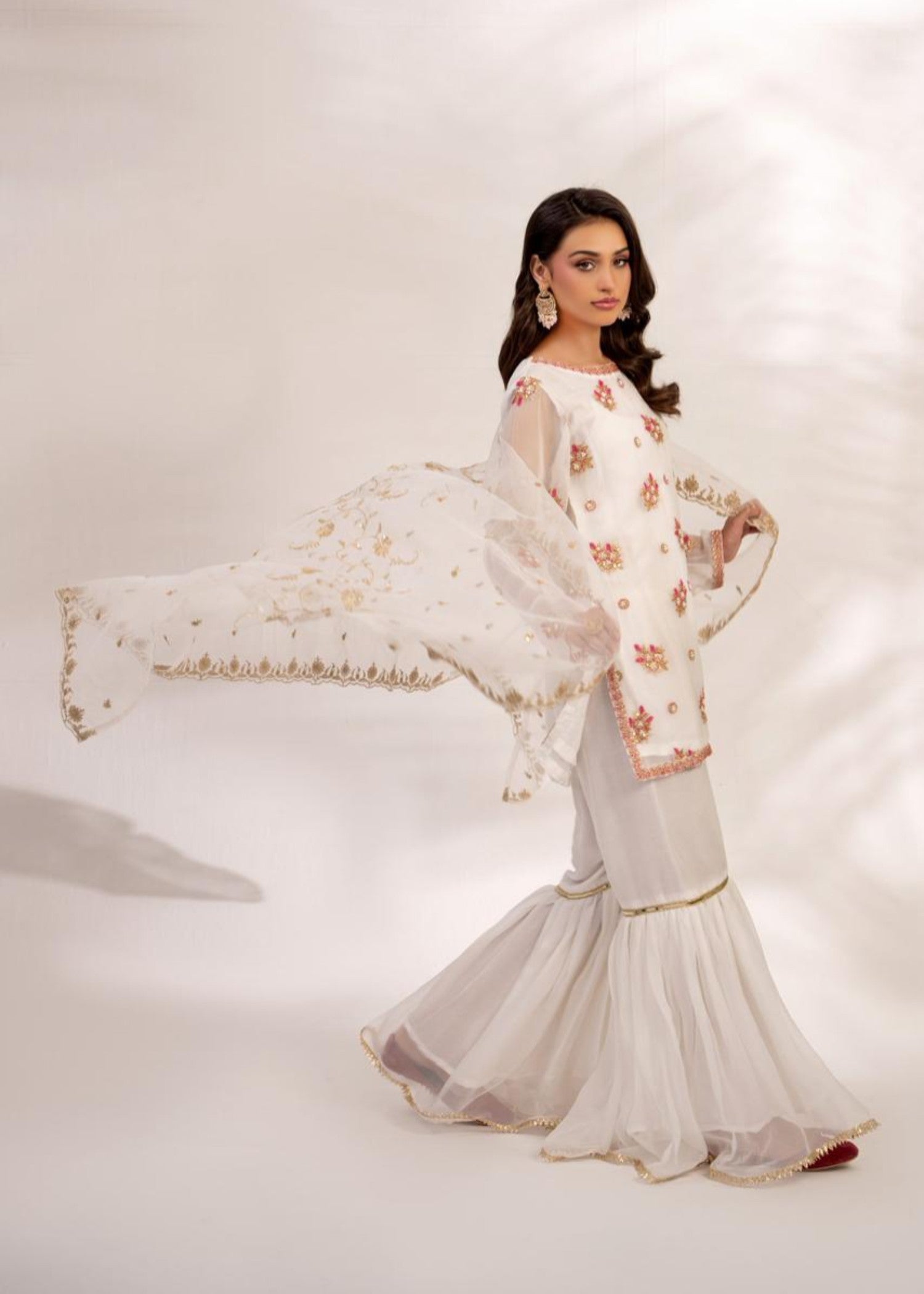 crinkle Gharara in White