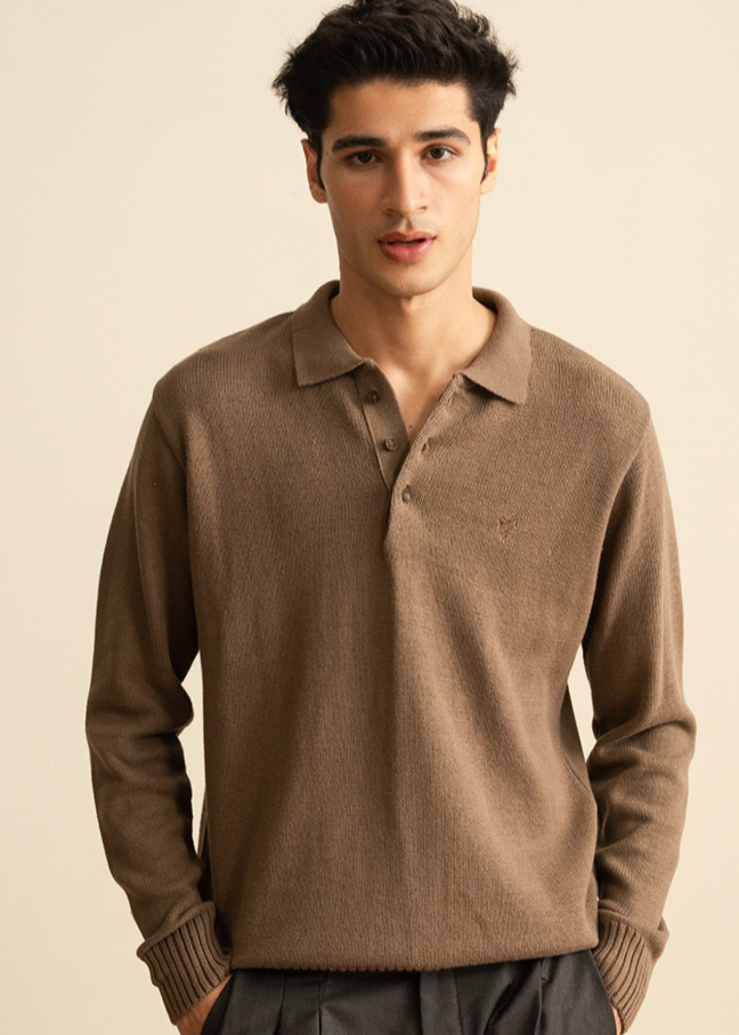cotton Sweater in Camel brown