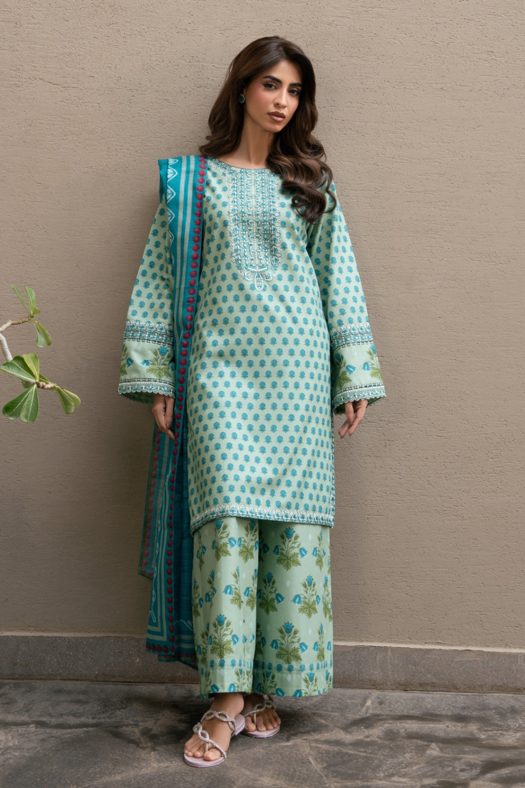 lawn Unstitched in Mint green