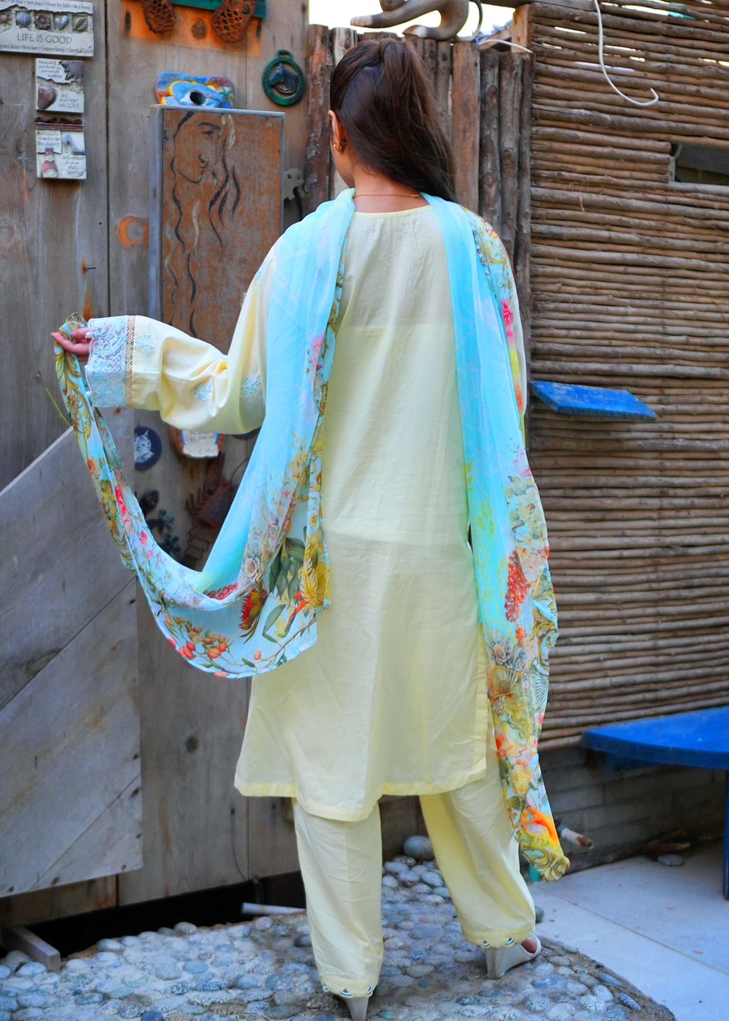 lawn cotton Unstitched in Yellow
