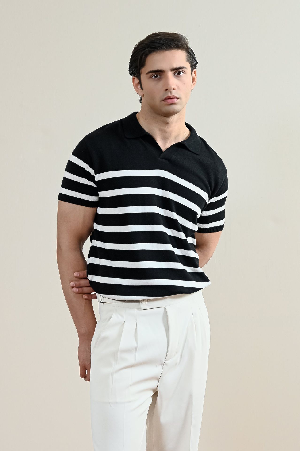 cotton Polo Shirt in Jet black