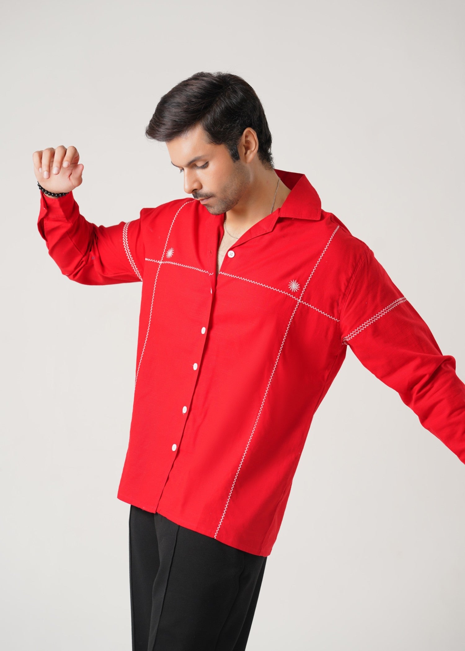 summer khaddar Casual Shirt in Red