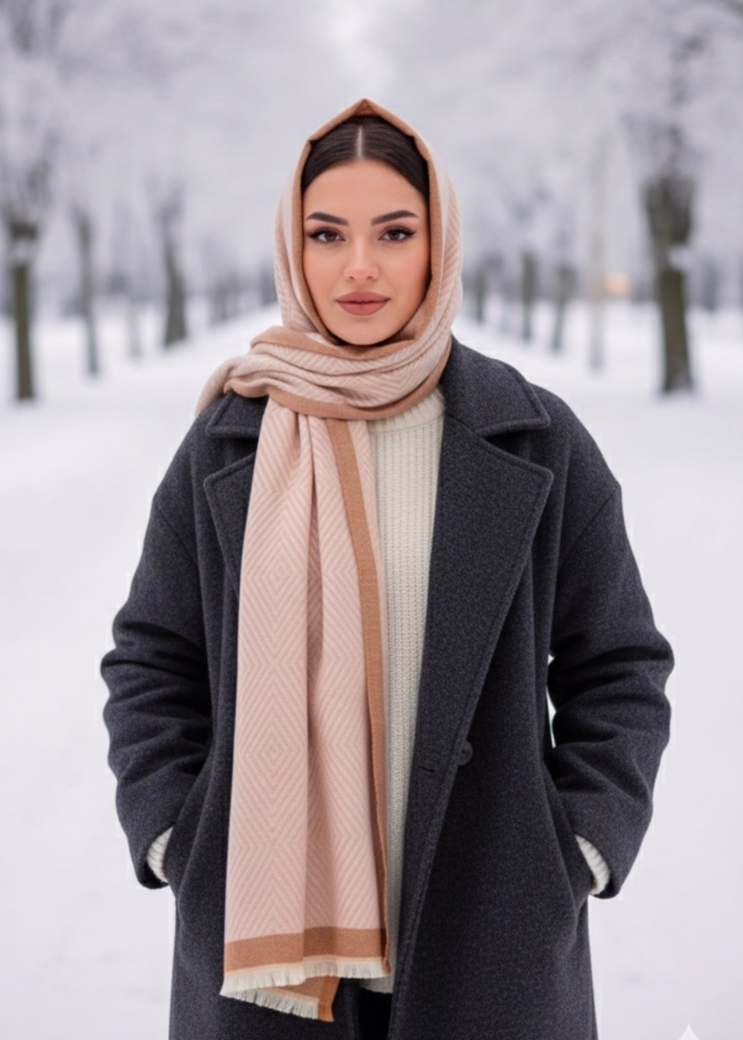 wool Hijab in Rose pink