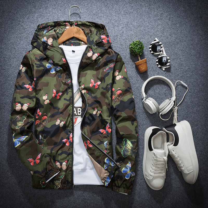 Hooded Men'S Jacket Casual Long Sleeve Student Top Slim Teen Windbreaker