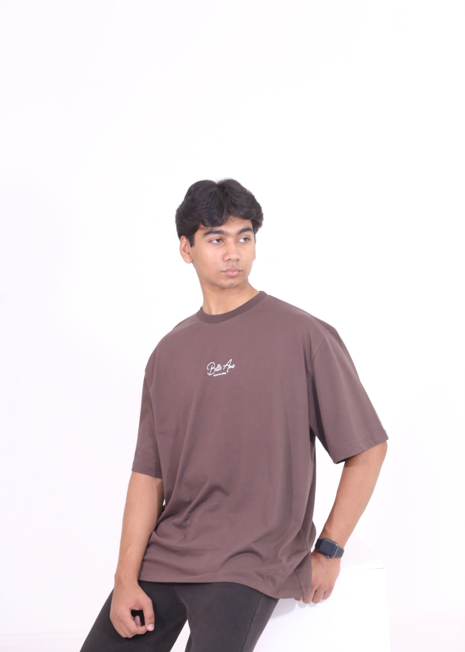 cotton jersey T Shirt in Chocolate brown