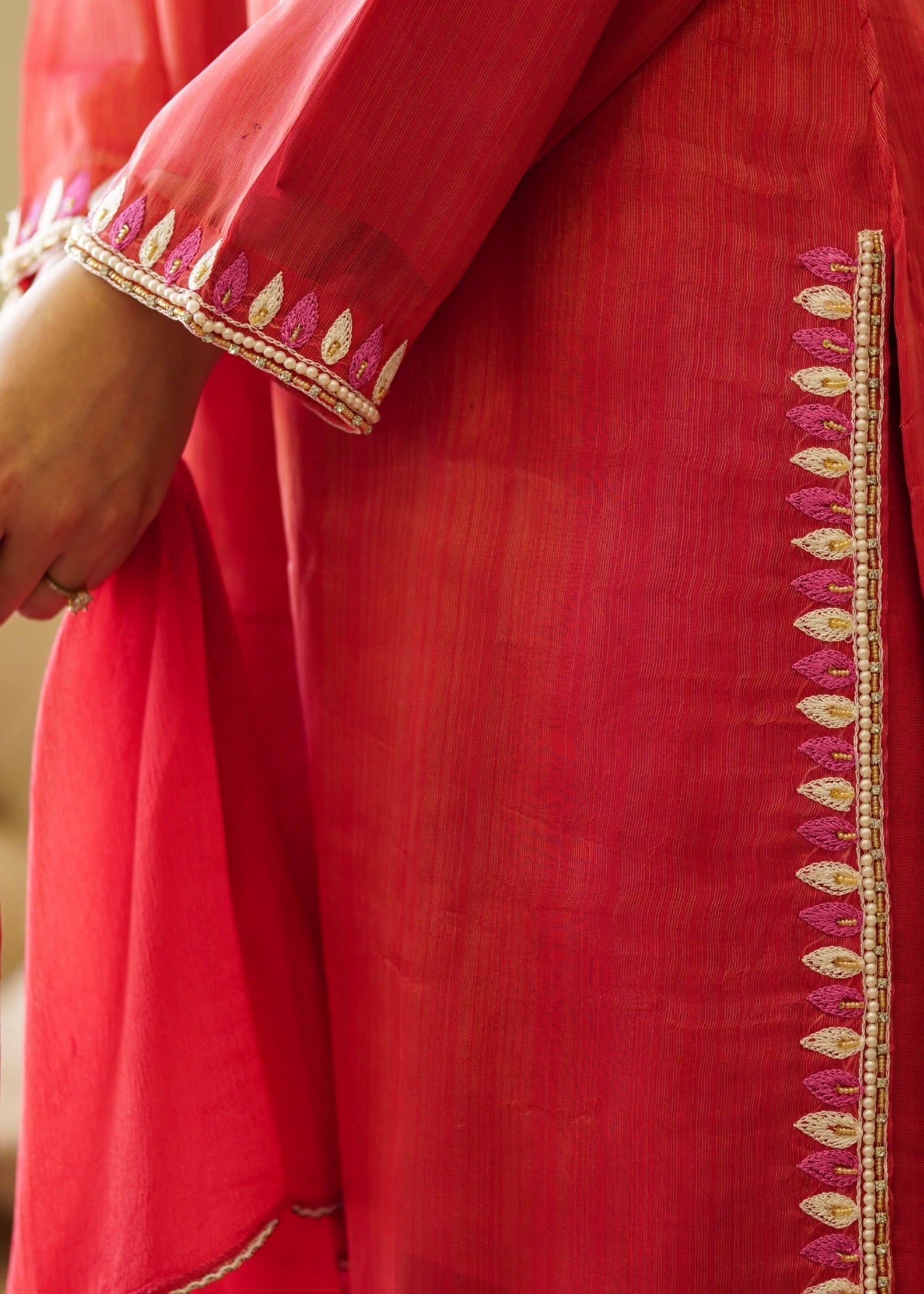 zari masuri Kurta Set in Rust red