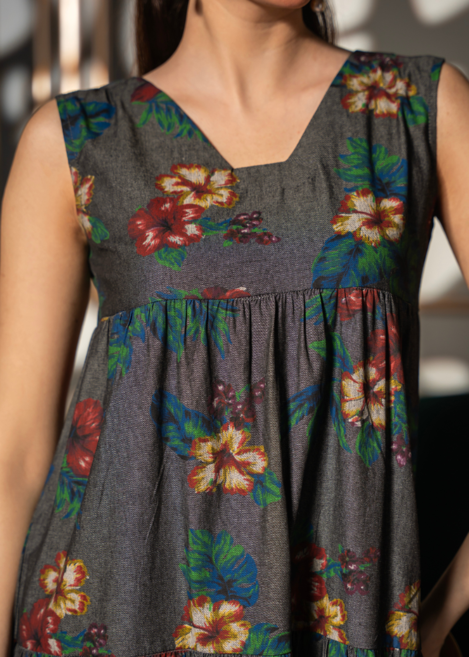 denim-like chambray Dress in Grey