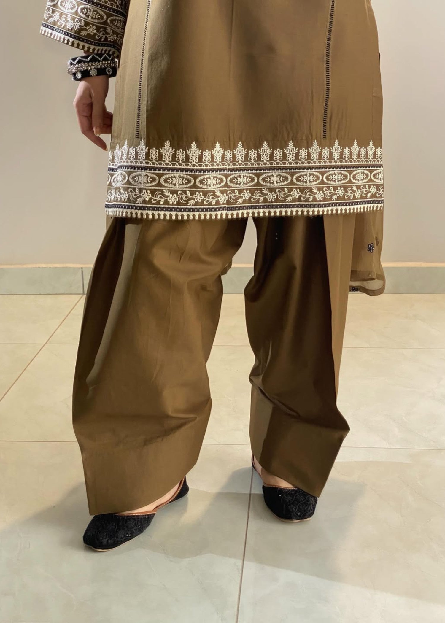 cotton Kurta Set in Earth brown