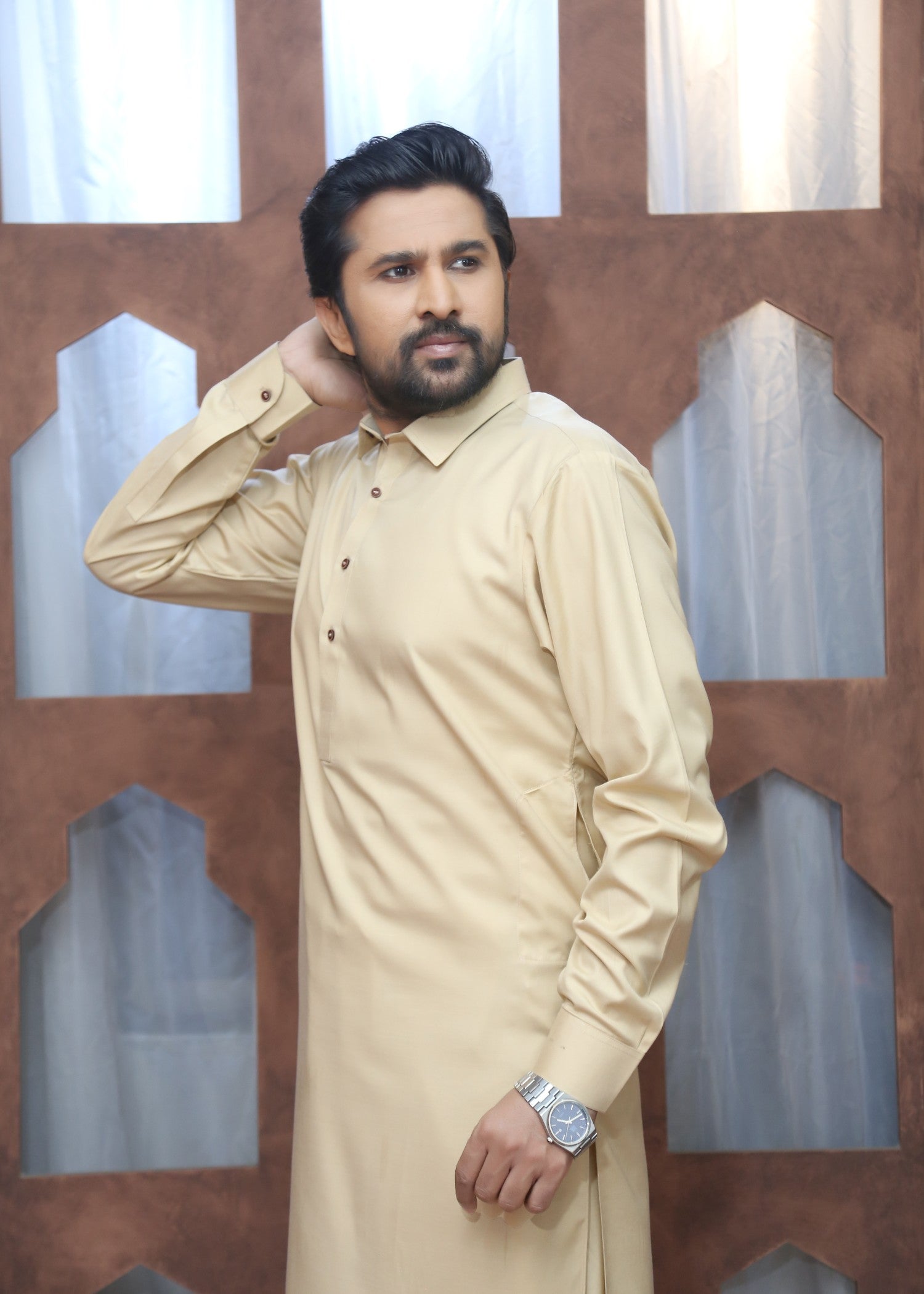 wash & wear Waistcoat in Beige
